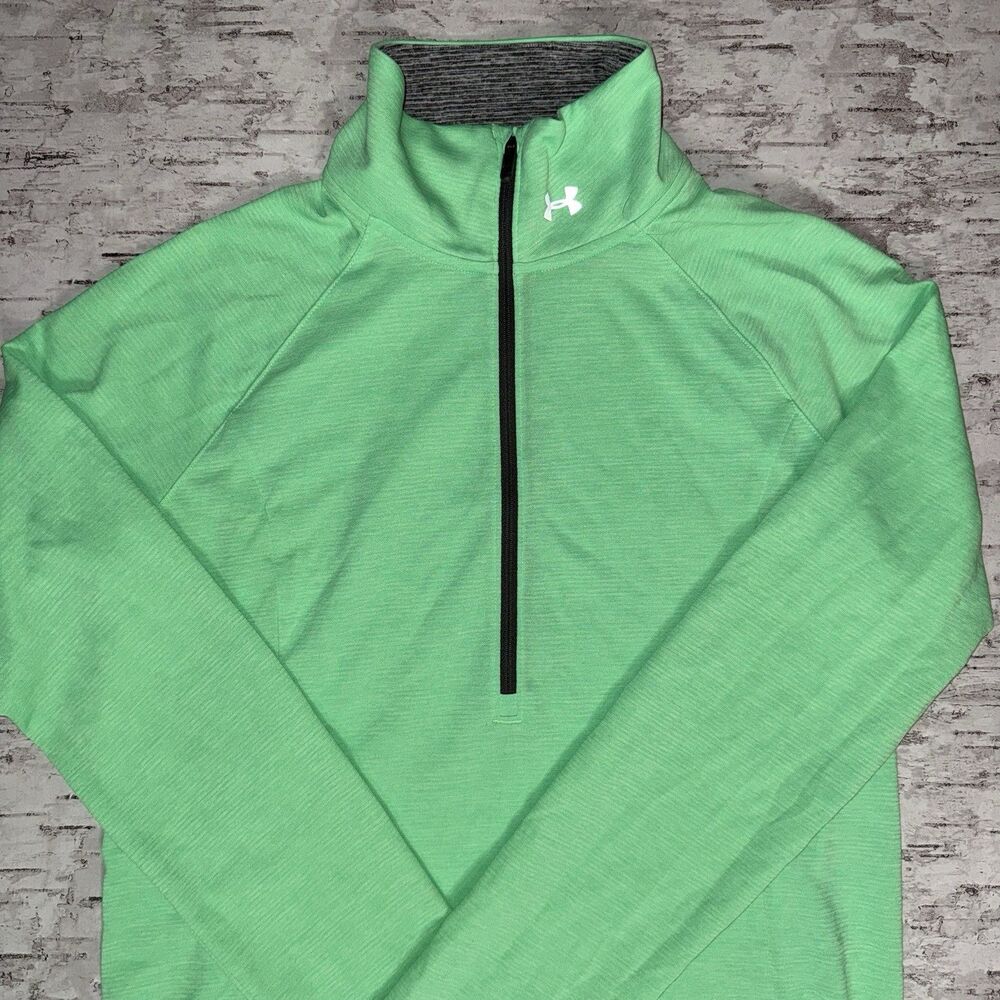 Under Armour Heatgear Women’s Sweater Fleece Green Zip Pullover Medium Fitted
